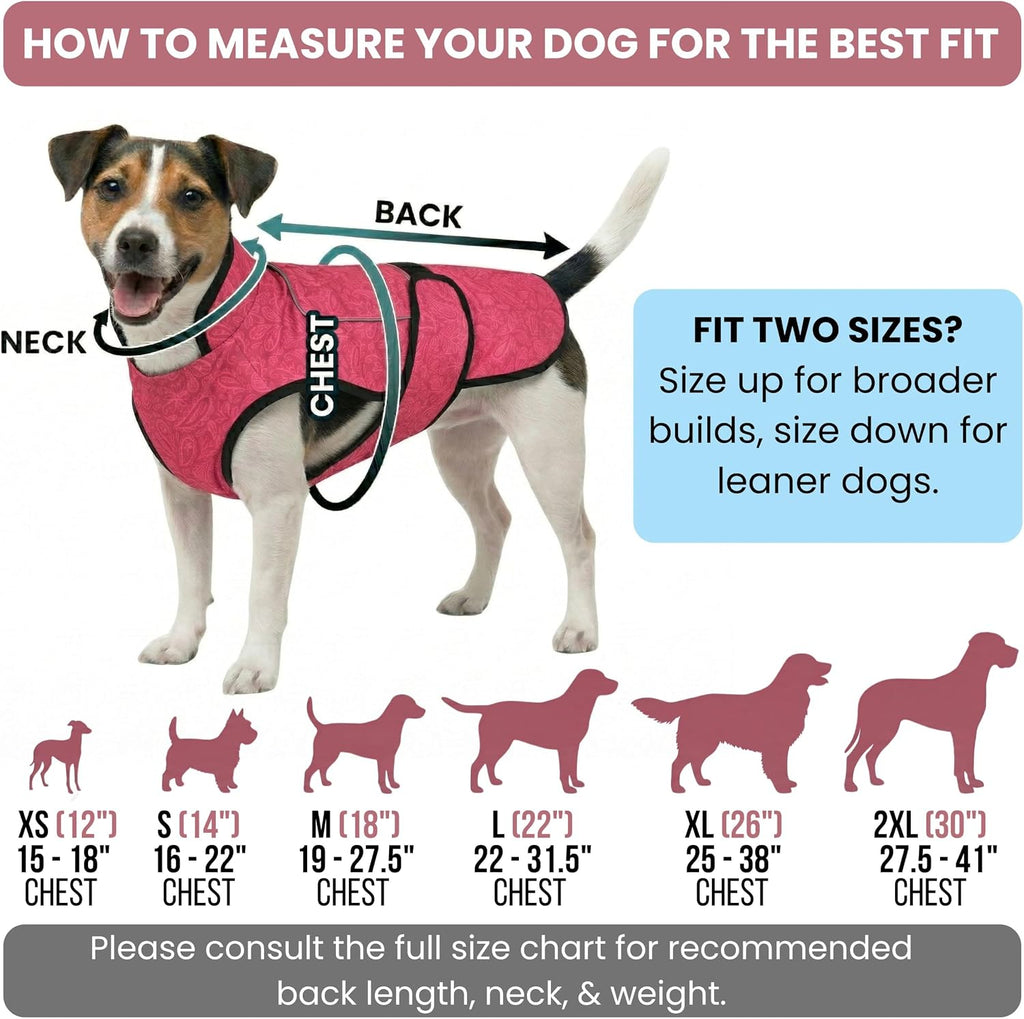 Dog Cooling Vest with Ice Pack & Cooling Collar, Pink Floral, 2XL | Maximum Cooling Support, Size-Matched Ice Packs, Cooling around Neck and Body, UV Protection, Sizes to Suit Most Dogs