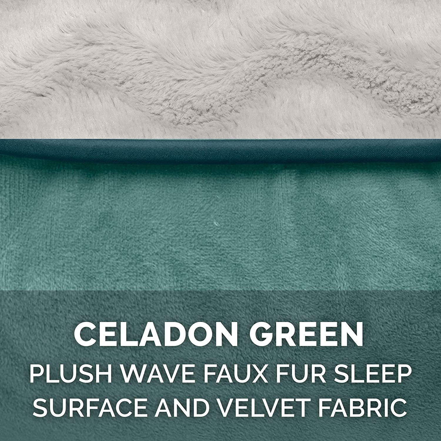 Cooling Gel Dog Bed for Medium/Small Dogs W/ Removable Bolsters & Washable Cover, for Dogs up to 35 Lbs - Plush & Velvet Waves Perfect Comfort Sofa - Celadon Green, Medium