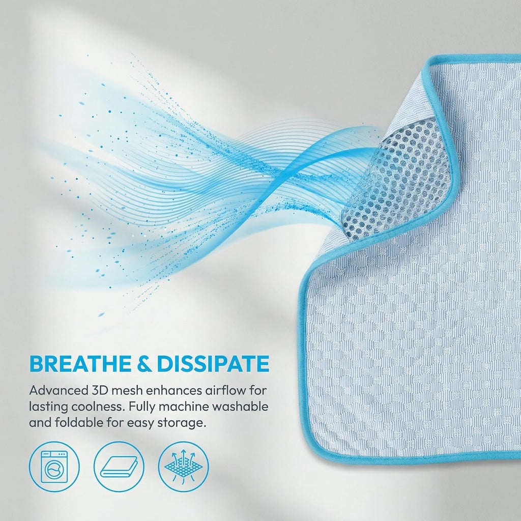 Cooling Mat for Dogs, Dog Cooling Pad 39"X27" Dog Cooling Mat - Gel Free Ice Silk Self-Cooling Pad, Non-Slip Summer Dog Cooling Pad, Washable Cat Cooling Mat, Blue