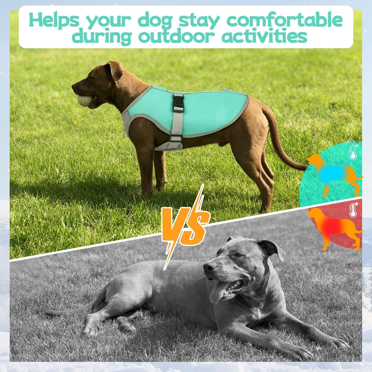 Dog Cooling Vest for Direct Sunlight, Mesh Cooling Apparel for Doggies Hiking, Reflective Trim Dogs Cool Vest with Adjustable Straps and Buckle, Green, L