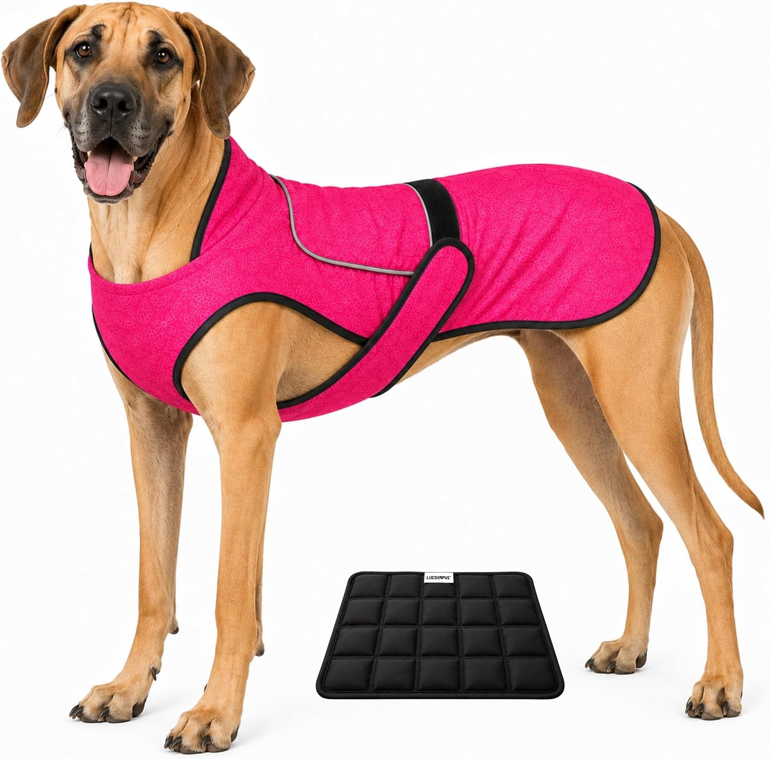 Dog Cooling Vest with Ice Pack & Cooling Collar, Pink Floral, 2XL | Maximum Cooling Support, Size-Matched Ice Packs, Cooling around Neck and Body, UV Protection, Sizes to Suit Most Dogs