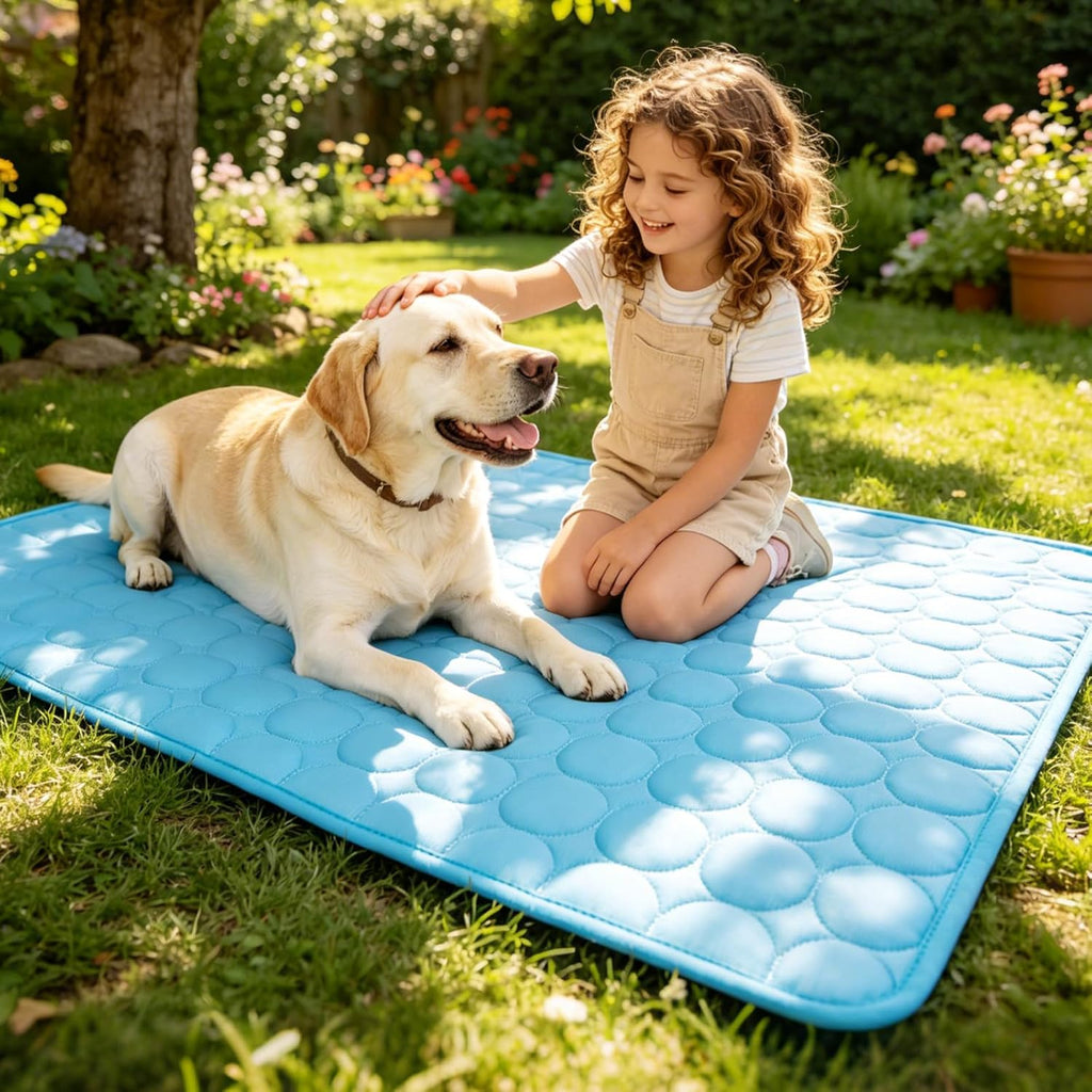 Dog Cooling Mat Ice Silk Cooling Pad for Cats Indoor Washable Summer Mat | Q-Max＞0.4 Self-Cooling Fabric, No Water or Electricity, Foldable, Fits Crates, Kennels Car Travel for Pet Instant Heat Relief