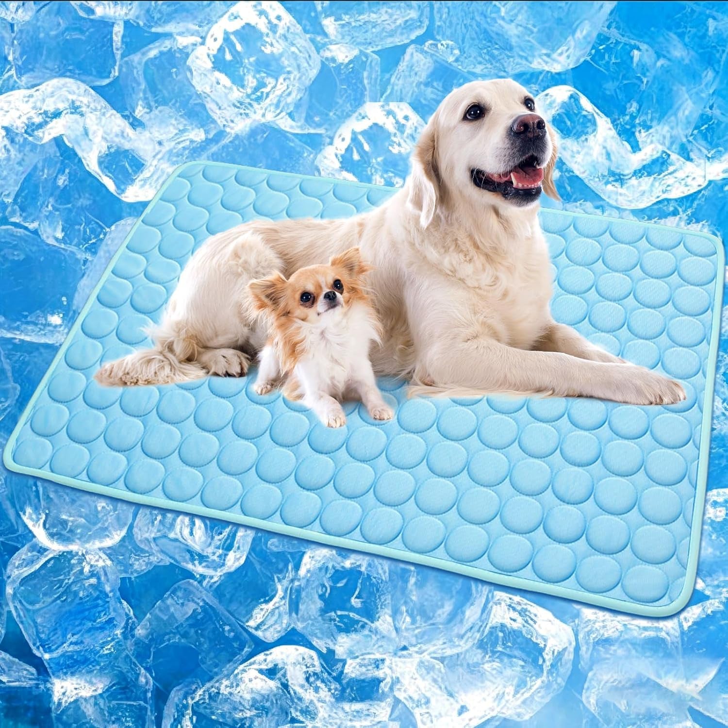 Dog Cooling Mat Ice Silk Cooling Pad for Cats Indoor Washable Summer Mat | Q-Max＞0.4 Self-Cooling Fabric, No Water or Electricity, Foldable, Fits Crates, Kennels Car Travel for Pet Instant Heat Relief
