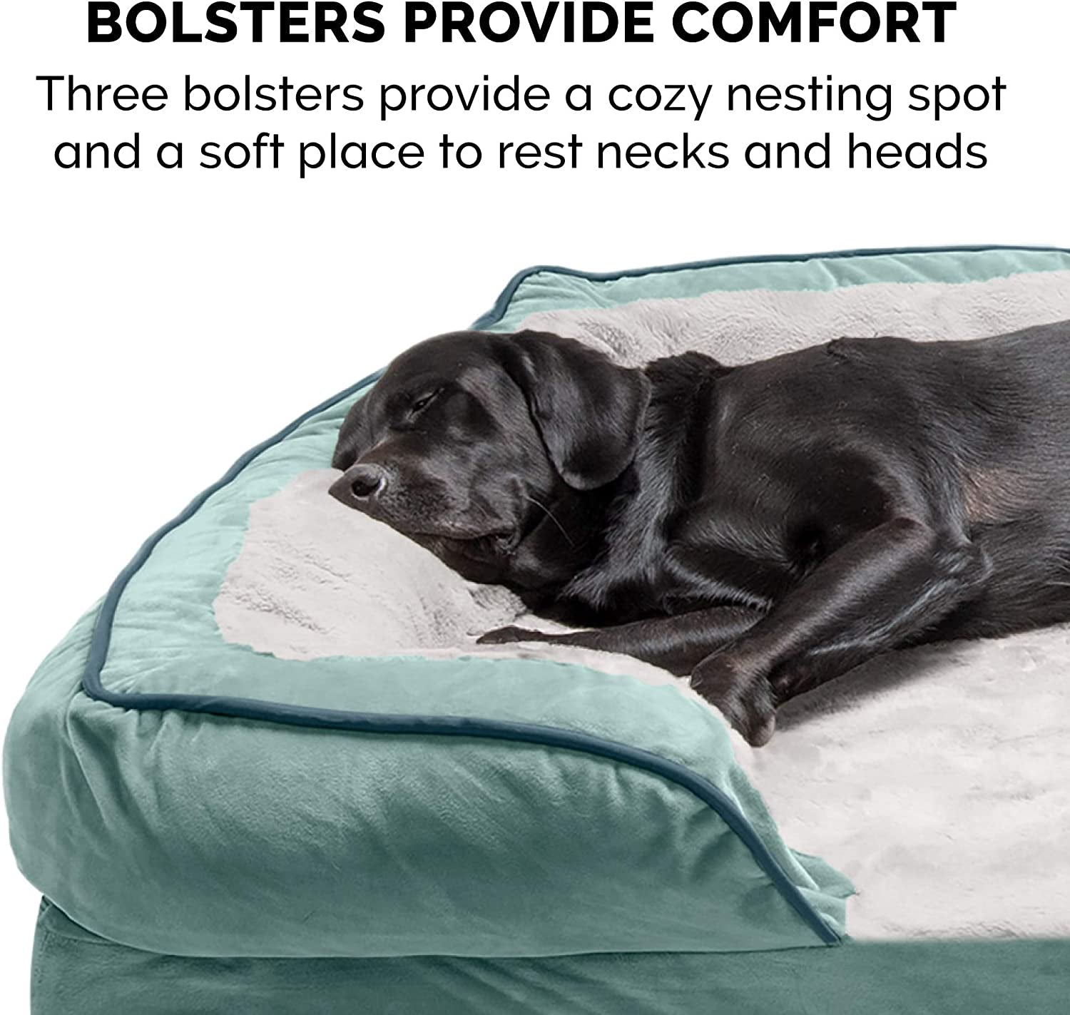 Cooling Gel Dog Bed for Medium/Small Dogs W/ Removable Bolsters & Washable Cover, for Dogs up to 35 Lbs - Plush & Velvet Waves Perfect Comfort Sofa - Celadon Green, Medium