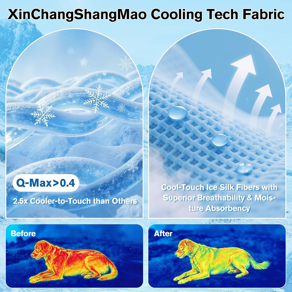 Dog Cooling Mat Ice Silk Cooling Pad for Cats Indoor Washable Summer Mat | Q-Max＞0.4 Self-Cooling Fabric, No Water or Electricity, Foldable, Fits Crates, Kennels Car Travel for Pet Instant Heat Relief