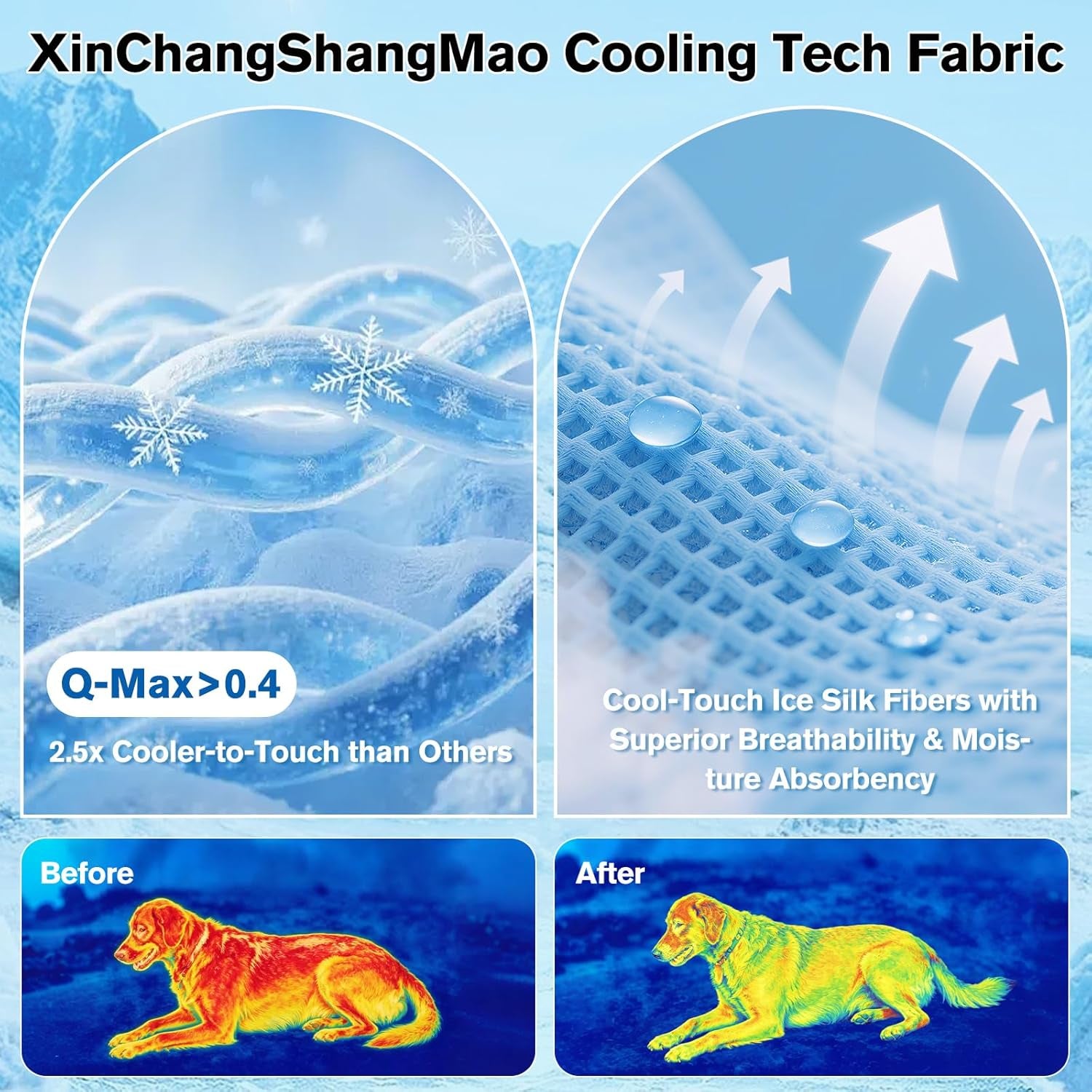Dog Cooling Mat Ice Silk Cooling Pad for Cats Indoor Washable Summer Mat | Q-Max＞0.4 Self-Cooling Fabric, No Water or Electricity, Foldable, Fits Crates, Kennels Car Travel for Pet Instant Heat Relief