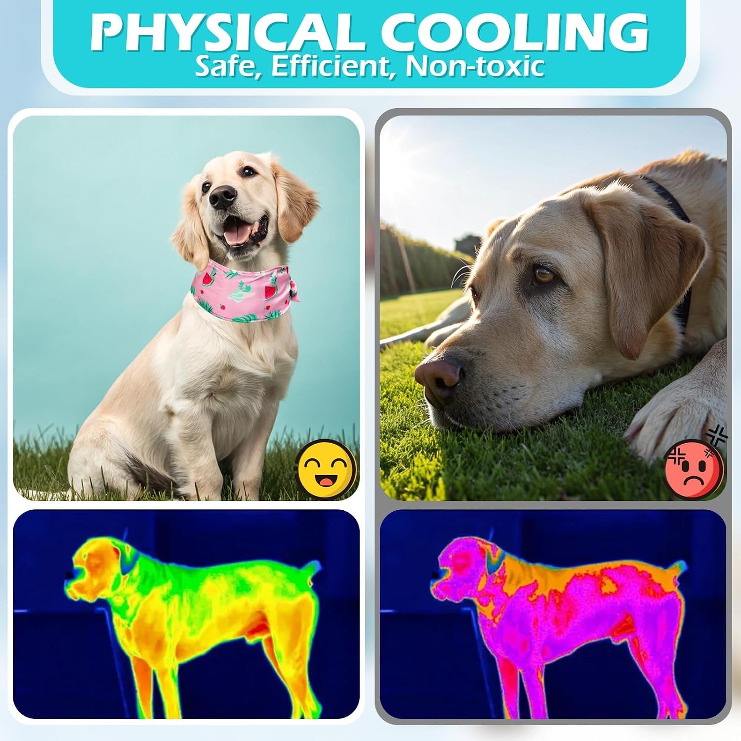 Dog Cooling Bandana - Summer Dog Bandanas with Ice Bag & Thermal Insulation Layer, Reusable Freezing Gel Cooling Pet Scarf for Hot Days, Neck Cooler for All Breeds (White Pink, M)