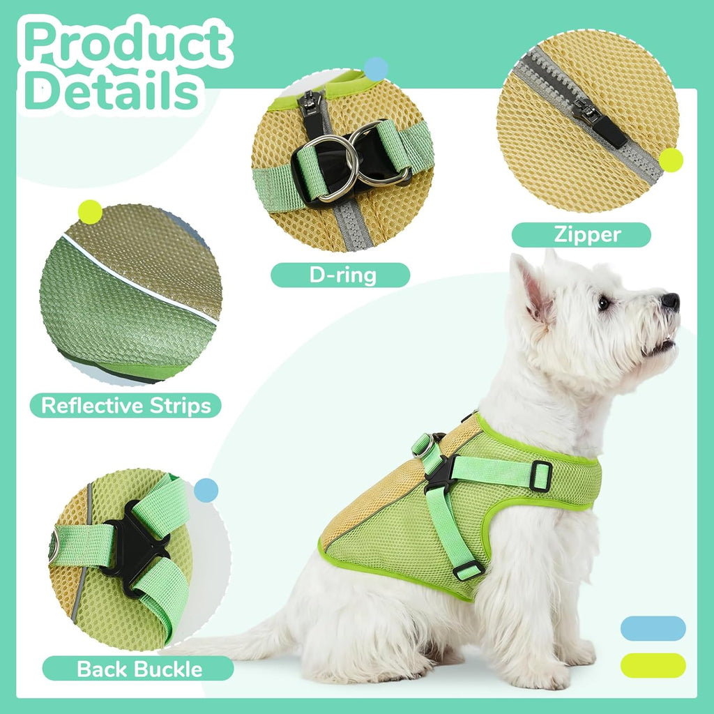 Dog Cooling Vest for Large Dogs Evaporative Cooling Jacket in Summer | Puppy Breathable Sun Mesh Cooler Vest with Reflective Stripe Pet Summer Harness Shirt for Hiking Training Playing Green 2XL