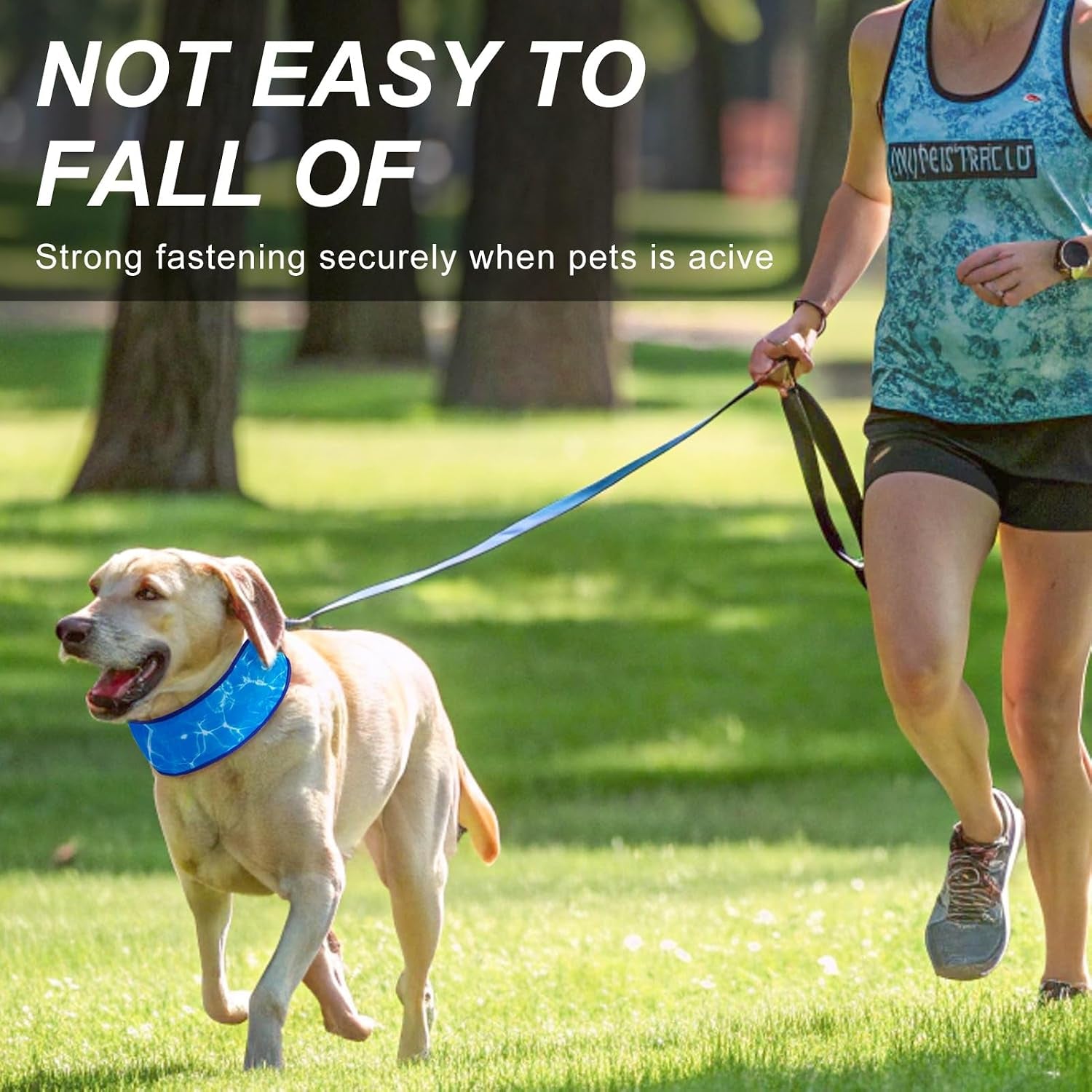 Dog Cooling Bandana,2-Pack Instant Chill Ice Neck Cooler Wrap for Outdoor Summer, Adjustable Reusable Pet Scarf Lasts 2 Hours,Heat Relief Prevent Sunstroke for Medium Large Dogs 17"-22" Blue
