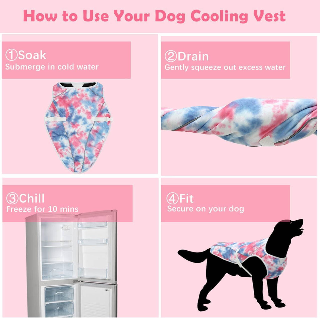 Dog Cooling Vest – Harness Cooler Jacket for Large Dogs, Reflective Strips & UV Protection for Beach, Hiking, Camping – Adjustable Fit Pet Cooling Shirt U-DCVF01XL