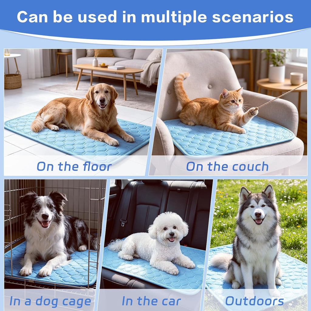 Q-Max>0.5 Dog Cooling Mat, Non-Slip Breathable Washable Cooling Pad | Cooling Mat for Dogs with Arc-Chill Cool Fabric, Absorbs Pet Heat Quickly, Ideal for Indoor Outdoor Summer Use for Cats Pets
