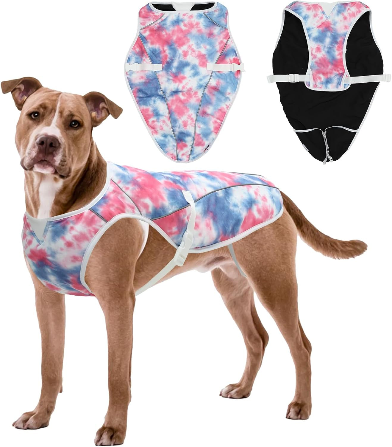 Dog Cooling Vest – Harness Cooler Jacket for Large Dogs, Reflective Strips & UV Protection for Beach, Hiking, Camping – Adjustable Fit Pet Cooling Shirt U-DCVF01XL