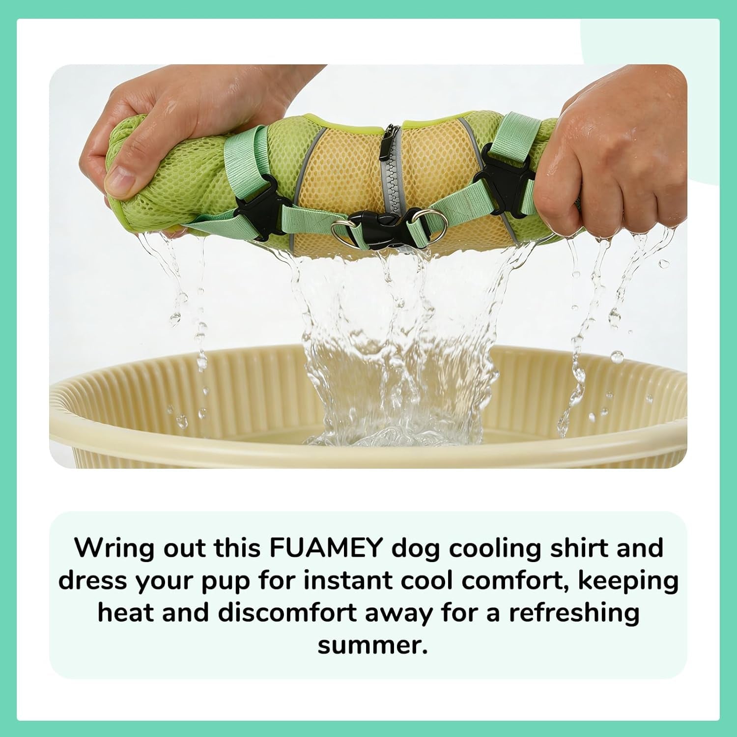 Dog Cooling Vest for Large Dogs Evaporative Cooling Jacket in Summer | Puppy Breathable Sun Mesh Cooler Vest with Reflective Stripe Pet Summer Harness Shirt for Hiking Training Playing Green 2XL