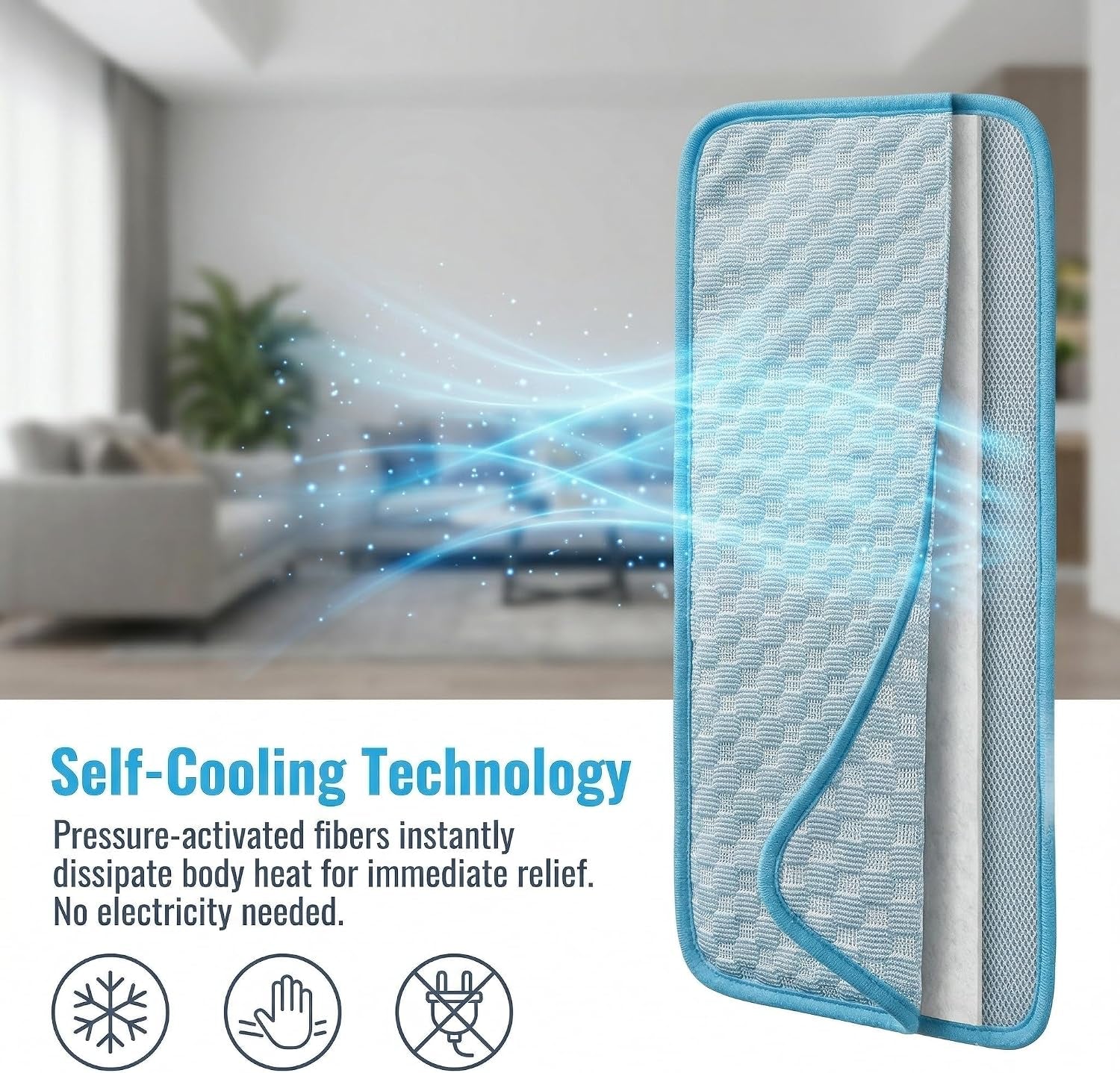 Cooling Mat for Dogs, Dog Cooling Pad 39"X27" Dog Cooling Mat - Gel Free Ice Silk Self-Cooling Pad, Non-Slip Summer Dog Cooling Pad, Washable Cat Cooling Mat, Blue