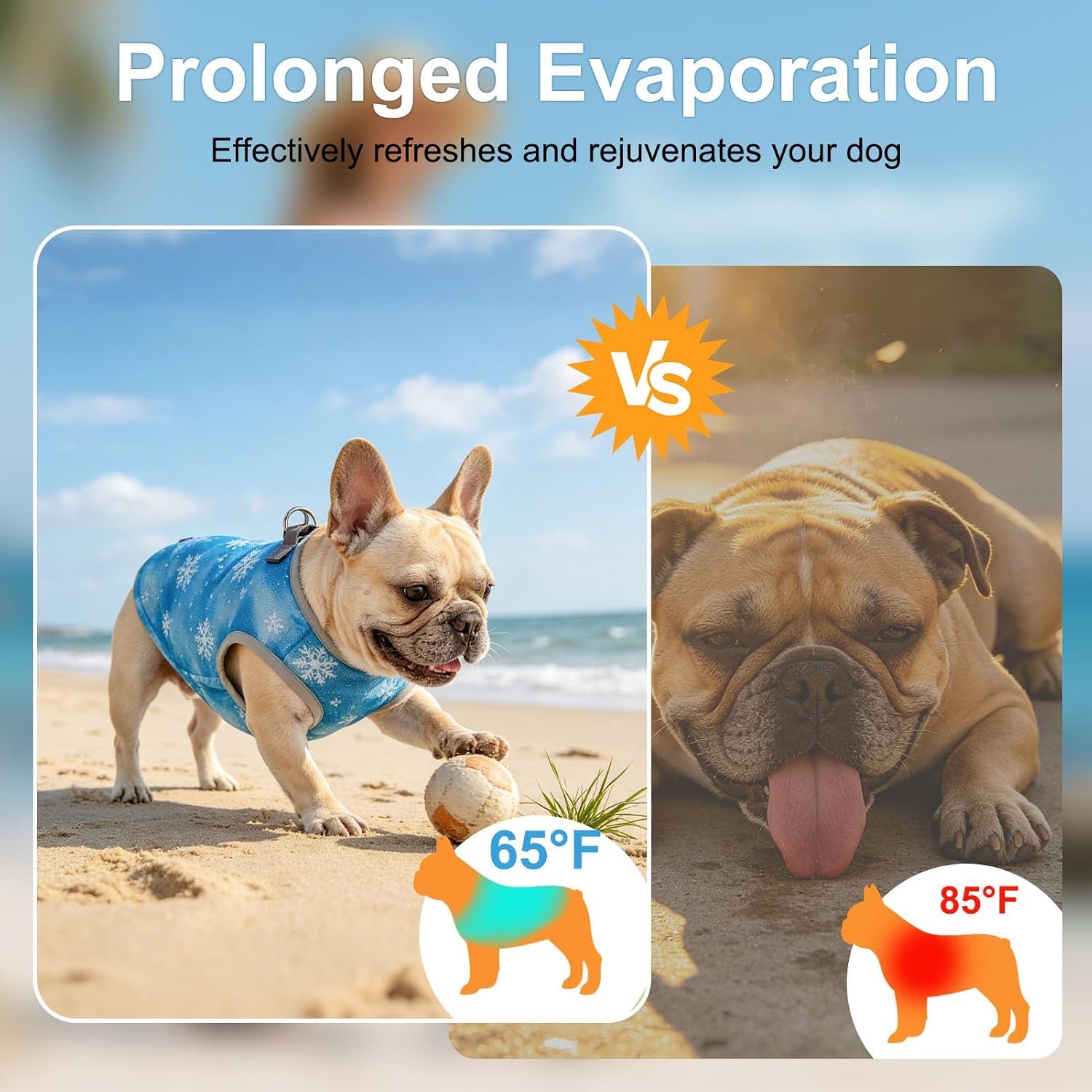 Dog Cooling Vest Harness for Small Medium Dogs, Evaporative Cooling Dog Jacket with UV Protection, Breathable Mesh Dog Cooler Ice Vest Harness with Zipper for Summer Outdoor Walking & Hiking