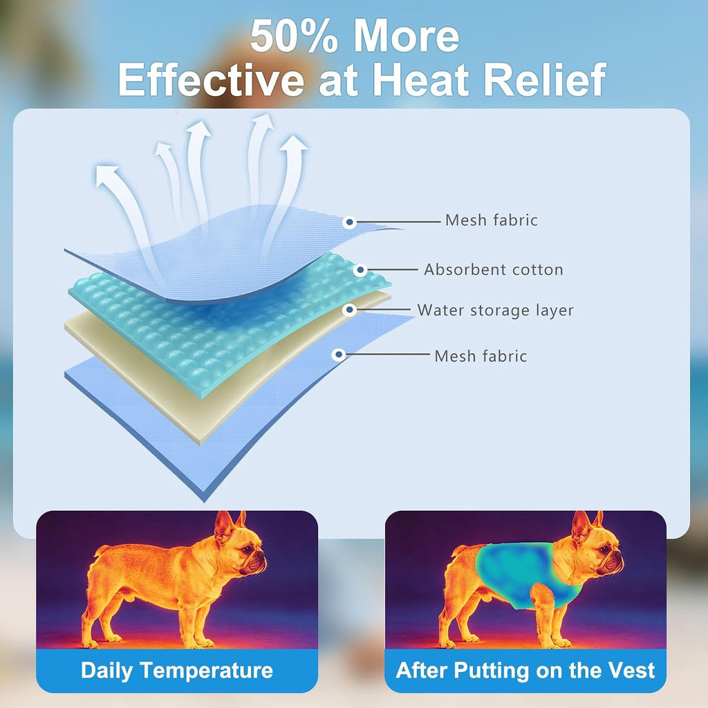 Dog Cooling Vest Harness for Small Medium Dogs, Evaporative Cooling Dog Jacket with UV Protection, Breathable Mesh Dog Cooler Ice Vest Harness with Zipper for Summer Outdoor Walking & Hiking