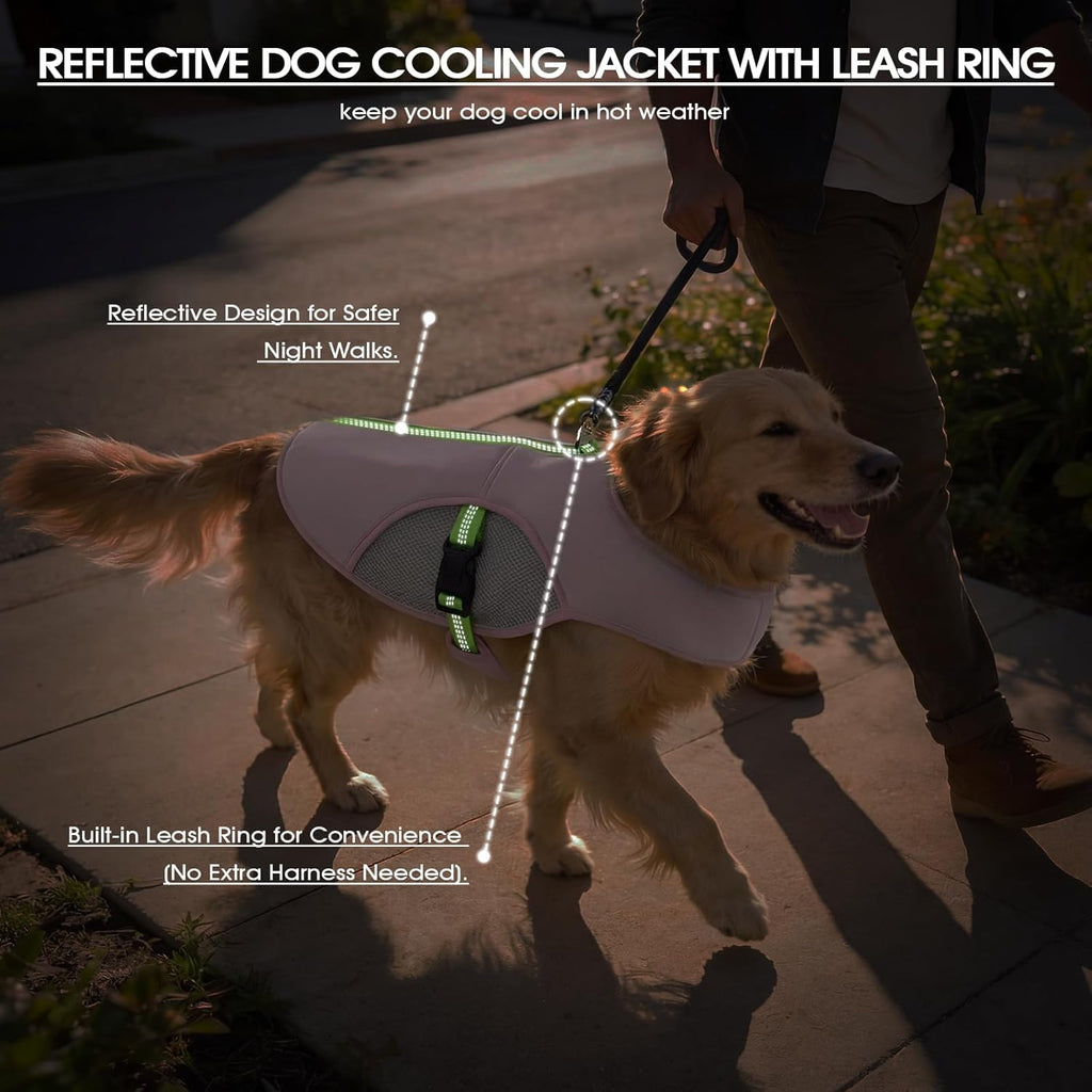 Dog Cooling Vest for Summer, Lightweight Cooling Shirt for Dogs with D-Ring | 3-Layer Cooling Fabric Activates with Water; Keep Dogs Cooler during Walks, Hiking, Training and Outdoor Activities.