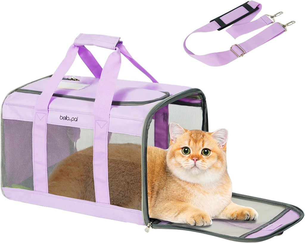 Cat Carrier Travel Bag, Airline Approved Lightweight Cat Carrier, Soft Sided Pet Carrier for Puppy Dogs up to 18Lbs, Collapsible Kitten Bag with Removable Waterproof Mat, Ventilated Mesh