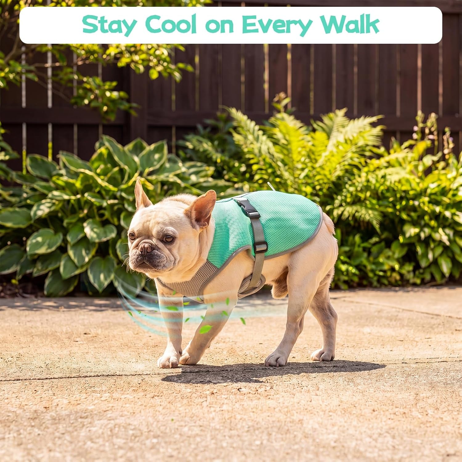 Dog Cooling Vest for Direct Sunlight, Mesh Cooling Apparel for Doggies Hiking, Reflective Trim Dogs Cool Vest with Adjustable Straps and Buckle, Green, L