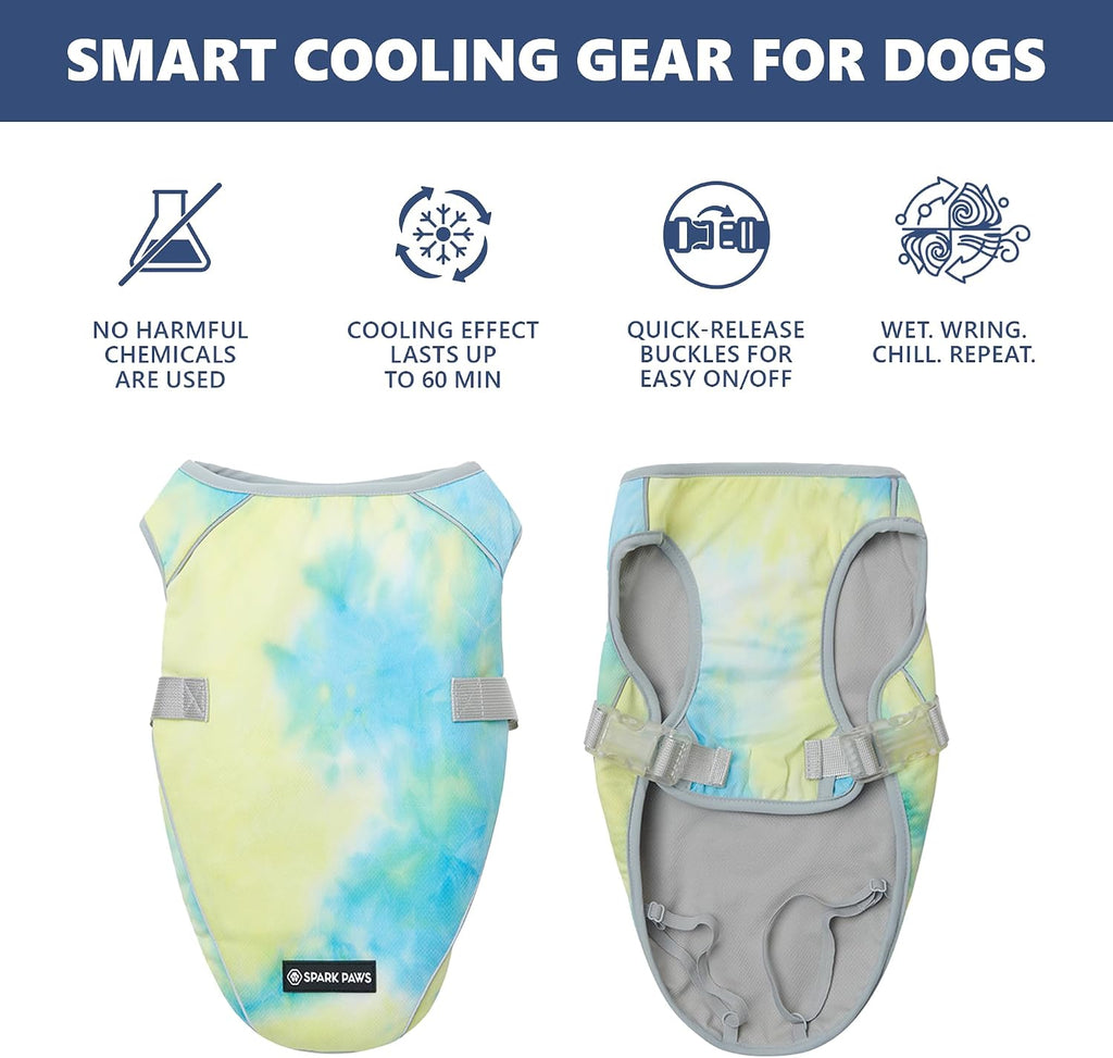 Dog Cooling Vest - SPF 50 UV Sun Protection - Summer Heat Relief Gear for Dogs, Lightweight, Evaporative Cooling - Dog Anxiety Relief Vest during Hot Days - Tropical Storm, Medium