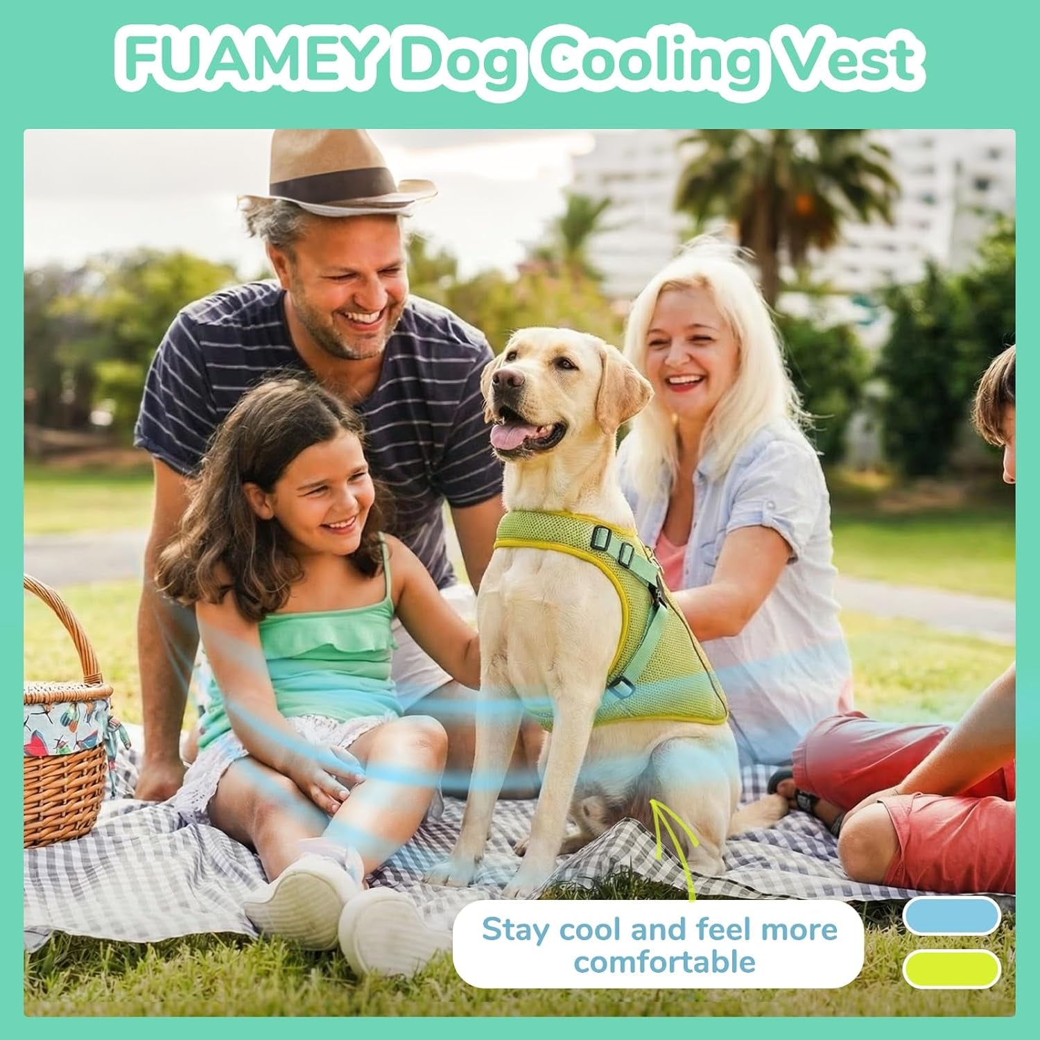 Dog Cooling Vest for Large Dogs Evaporative Cooling Jacket in Summer | Puppy Breathable Sun Mesh Cooler Vest with Reflective Stripe Pet Summer Harness Shirt for Hiking Training Playing Green 2XL