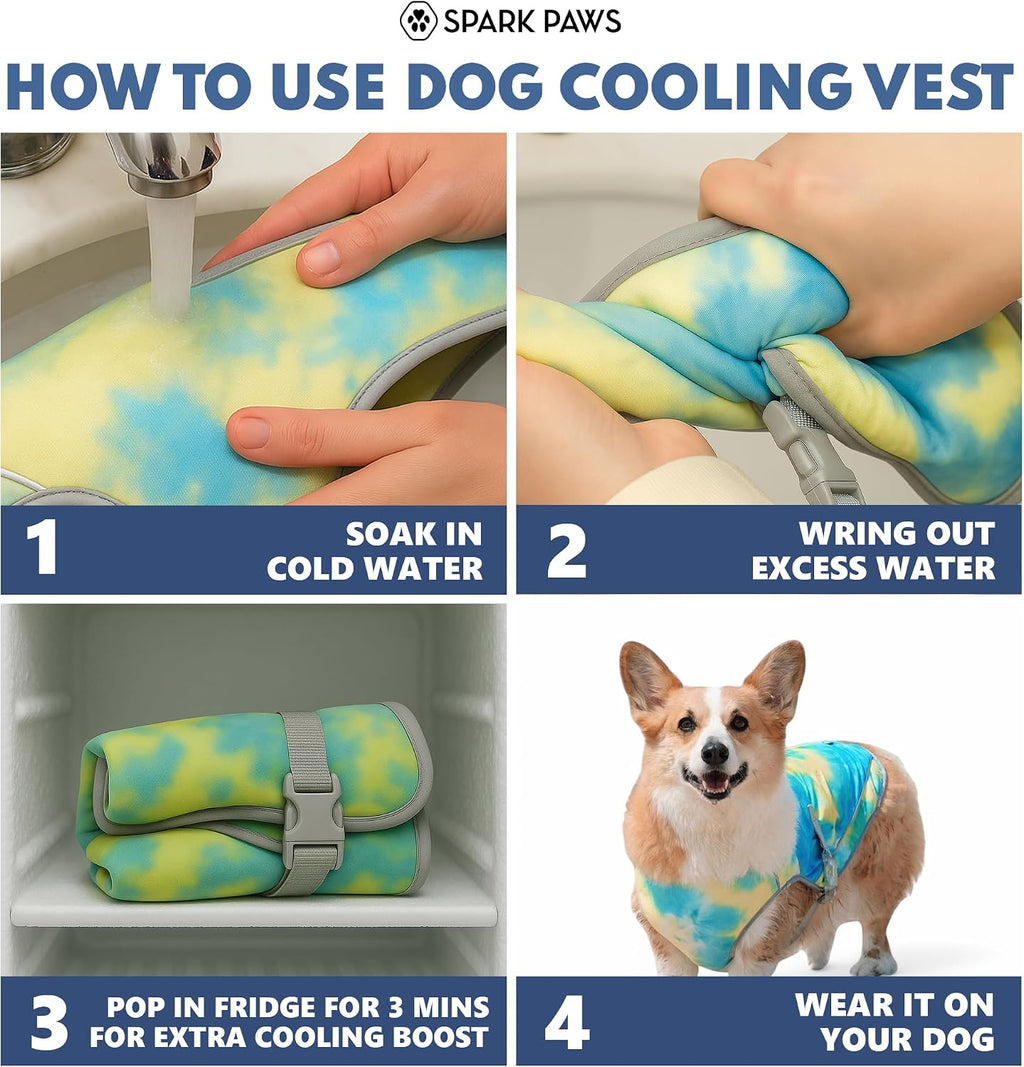 Dog Cooling Vest - SPF 50 UV Sun Protection - Summer Heat Relief Gear for Dogs, Lightweight, Evaporative Cooling - Dog Anxiety Relief Vest during Hot Days - Tropical Storm, Medium