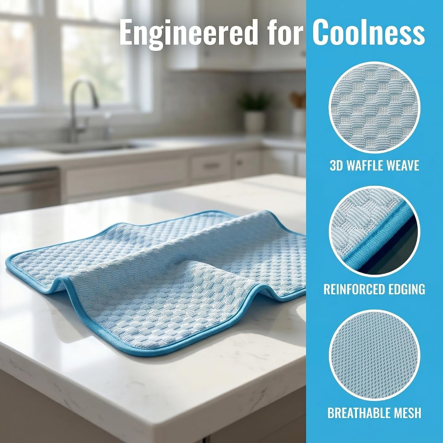 Cooling Mat for Dogs, Dog Cooling Pad 39"X27" Dog Cooling Mat - Gel Free Ice Silk Self-Cooling Pad, Non-Slip Summer Dog Cooling Pad, Washable Cat Cooling Mat, Blue