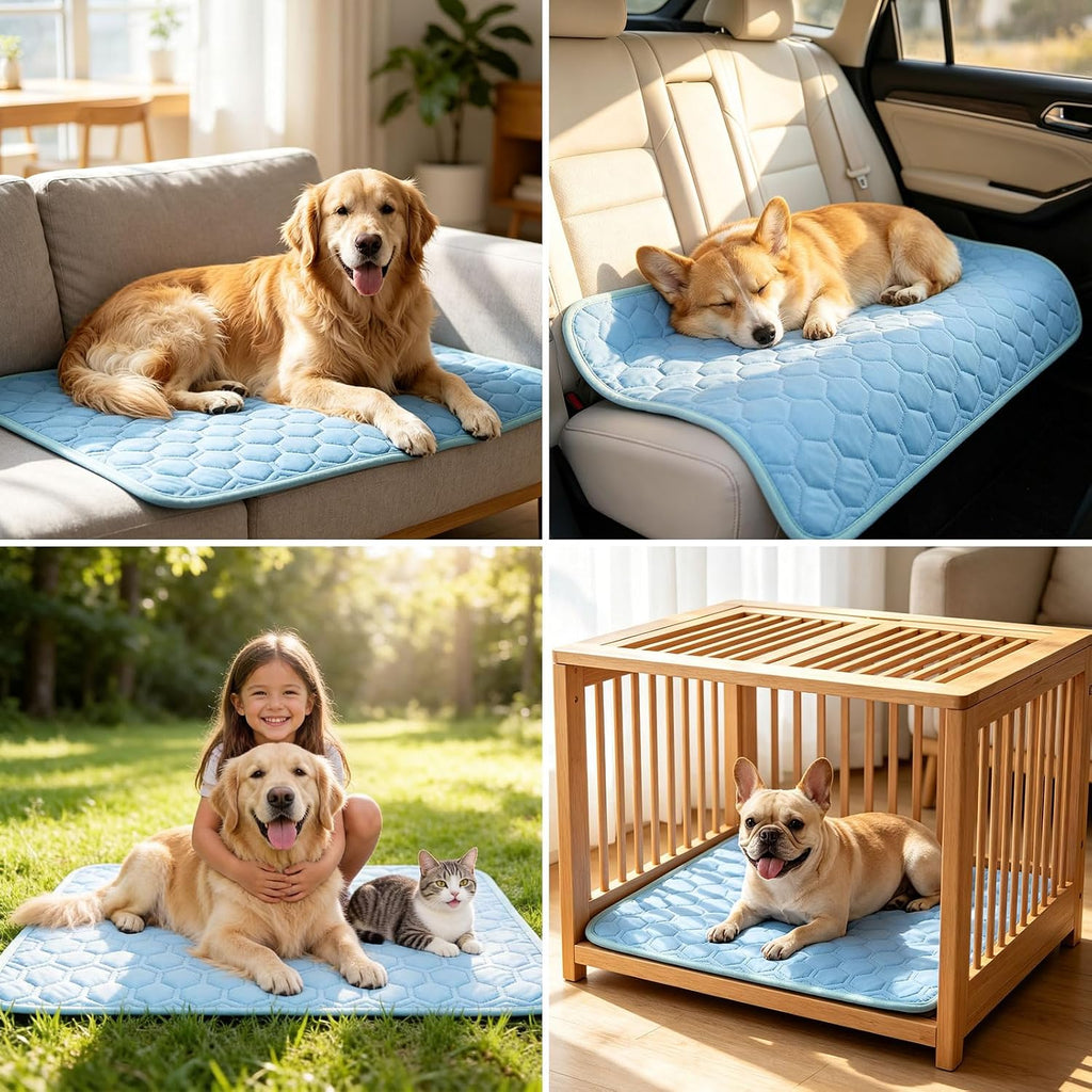 Arc-Chill Cooling Mat for Dogs & Cats, Anti-Slip Washable Cool Pad | Dog Cooling Mat, Q-Max>0.5 Fabric Absorbs Heat Fast, Fits All-Sized Pets, Suitable for Indoor/Outdoor Summer Use
