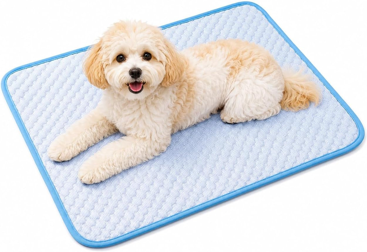 Cooling Mat for Dogs, Dog Cooling Pad 39"X27" Dog Cooling Mat - Gel Free Ice Silk Self-Cooling Pad, Non-Slip Summer Dog Cooling Pad, Washable Cat Cooling Mat, Blue