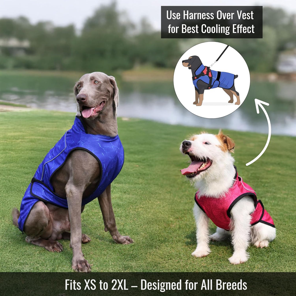 Dog Cooling Vest with Ice Pack & Cooling Collar, Pink Floral, 2XL | Maximum Cooling Support, Size-Matched Ice Packs, Cooling around Neck and Body, UV Protection, Sizes to Suit Most Dogs