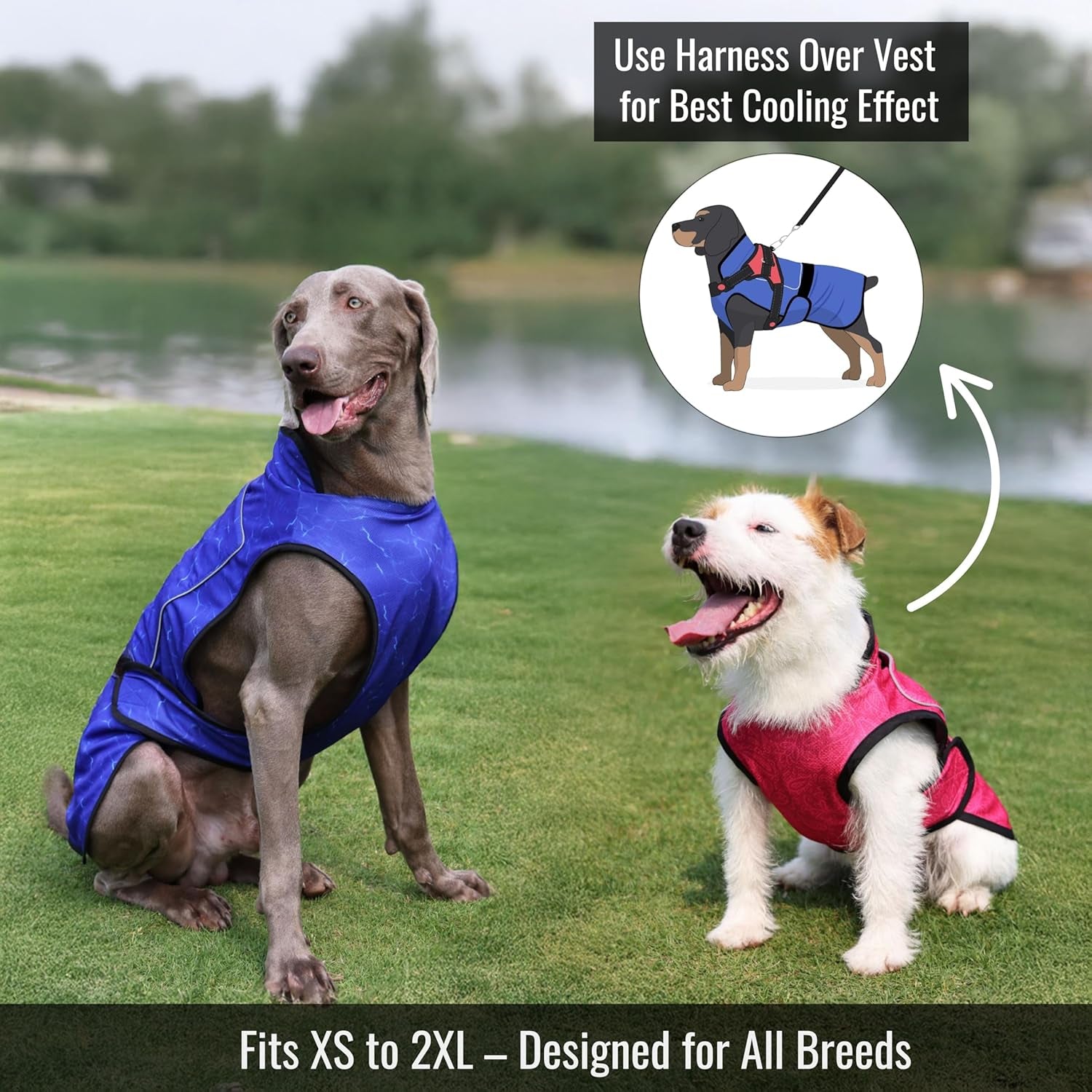 Dog Cooling Vest with Ice Pack & Cooling Collar, Pink Floral, 2XL | Maximum Cooling Support, Size-Matched Ice Packs, Cooling around Neck and Body, UV Protection, Sizes to Suit Most Dogs